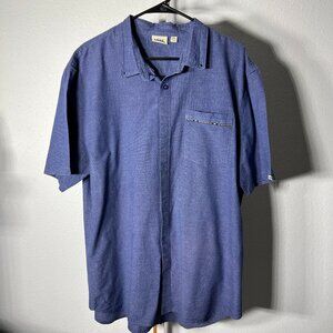 VANS "Off the Wall" Navy Textured Short-Sleeve Button-Up SZ XXL